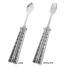 Dinnerware Sets Folding Fork Non-slip Breathable Home Supplies Outdoor Tableware Hollow Process Foldable Sports And Entertainment Spoon