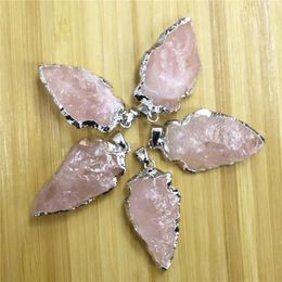 Pendant Necklaces Fashion Raw Ore Gemstones Transparent Quartz Aura Charm Necklace Arrow Head Rough Healing Point Natural Stone Pe2613