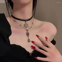 Chains Vintage Baroque Gothic Crystal Multi-layer Leather Necklace Choker Temperament Goddess Neck Chain For Women