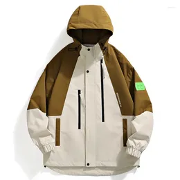 Men's Jackets 2023 Hooded Jacket Men Breathable Outwear Male Patchwork Colour Streetwear Comfortable Man Clothing Size 4XL