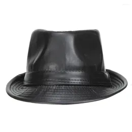 Berets PU Fedora Hats For Women Men Retro Style Panama Top Hat Sun Protection Mens Summer