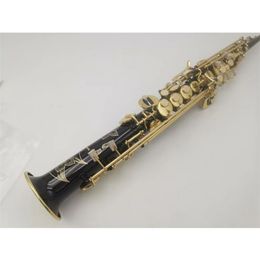 Soprano Saxophone S-901 bB-Flat Straight Gold Lacquered Body musical instrument professional with Case Accessories <<