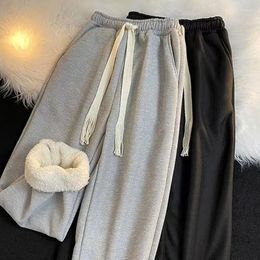 Men's Pants DIHOPE Lamb's Wool Casual Men Women Winter Oversize Thickened Sweatpants Unisex Warm Velvet Straight Wide Leg Trousers