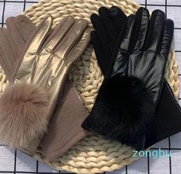 Fingerless Gloves Lady Mittens Fashion Pom Glossy Windproof Winter Women Cycling Driving Warm Student Girl Christmas Gift