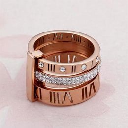 2023 Ring Designer Women Stainless Steel Rose Gold Roman Numeral Ring Fashion Wedding Engagement Jewellery Birthday Gift no box2772