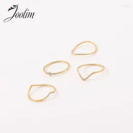 Cluster Rings Joolim Jewellery High End Pvd Wholesale Super Fine Geometric Irregular Zirconia Heart Arrow Stainless Steel Finger Ring For