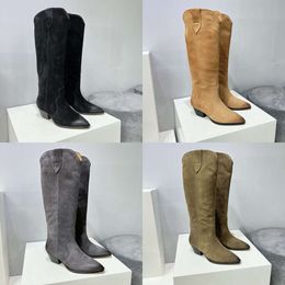 Isabel Shoes Denvee Boots Suede Knee-high Women Tall Paris Fashion Perfect Denvee Boots Original Genuine Real Photos YJHF