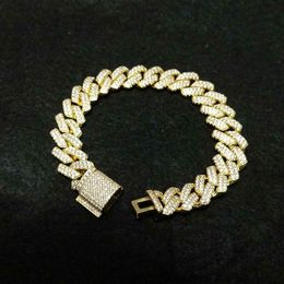 14mm Diamond Miami Prong Cuban Link Chain Bracelets 14k White Gold Iced Icy Cubic Zirconia Jewellery 7inch 8inch Cuban Bracelet351i