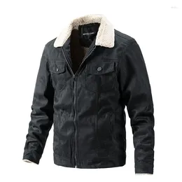 Men's Jackets Thick Leather Fashion Jacket Mens Winter Autumn Faux Fur Collar Windproof Warm Coat Men Brand Clothing