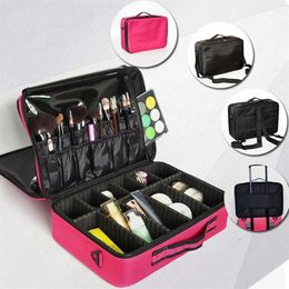 Women Professional Makeup Organizer Bag Large Make Up Storage Box Suitcases224d