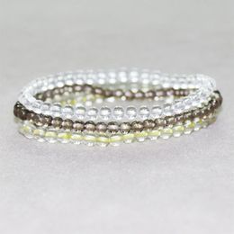MG0067 Whole Natural Citrine Yellow Crystal Bracelet Smoky Clear Quartz Jewellery 4 mm Mini Gemstone Bracelet Set273I