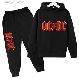 Clothing Sets AC DC Kids Hoodie Set Top + Pants Sweater Suitable for 3-12 Years Old Baby Boys and Girls Casual Spring and Autumn Style T231204