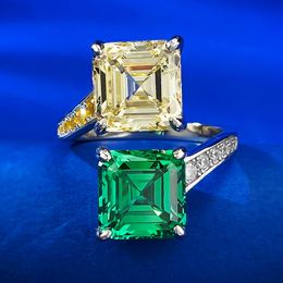 Handmade Emerald Topaz Diamond Ring 100% Real 925 Sterling Silver Party Wedding Band Rings for Women Bridal Engagement Jewelry