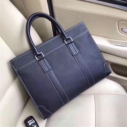 Designer Leather Briefcases Men Business Handbags soft flexible Lichee graincow leather Luxury Laptop Cases Multi-pockets 38cm wid252U