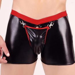 Underpants Men's Panties Sexy Boxer Briefs Patent Leather Tights Night Club Stage Costumes Knickers Underwear Sensual Lingerie