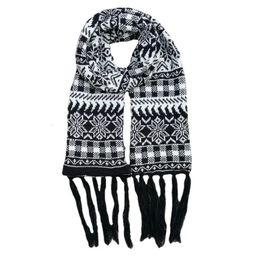 Scarves Winter Thick Christmas Scarf Unisex Women Man Black Acrylic Shawls and Scarves Long Knitted Warm Wraps with Tassels YD0561 231204
