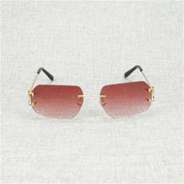 Brand Vintage New Lens Shape Metal Farme Men Rimless Wire Square Gafas Women for Outdoor Club Accessories Oculos Shades