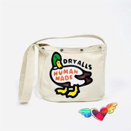 Backpack 2021 HUMAN MADE Backpacks Men Women High Quality Red Heart Green Headed Duck Graghic Bags Hasp Canvas Bag252w