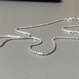 Slim S925 Silver Sparkling Glitter Clavicle Chain Necklace Chain Female Chain Necklace for Women Girl Italy Jewellery 45cm271g