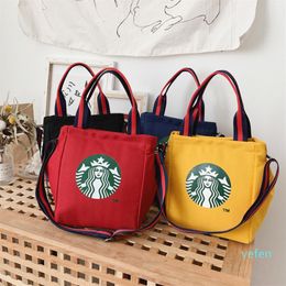 Korean Ladies Handbag Stuff Sacks Fashion Shoulder Bag Starbucks Canvas Crossbody Organiser Fresh Lady Tote Shopping Bags Preppy S2216