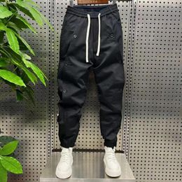 Men's Pants Solid Colour Elastic Waist Ankle Length Sweatpants With Pockets Casual Sports Trousers For Autumn Winter