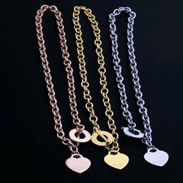 Europe America Fashion Men Lady Women Titanium steel Engraved Letter Heart OT Buckle Thick Necklace Bracelet 3 Color244h