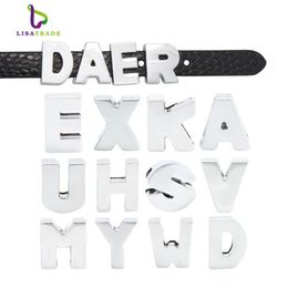 130pcs 8mm Silver plain Slide Letters fit bracelet Alplabet Charms for DIY Wristband Bracelet LSSL092483