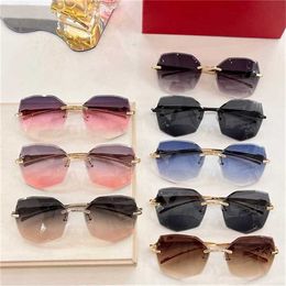 New High Quality Frameless cut edge lens irregular leopard head Sunglasses ins net red same sunglasses women ct0146