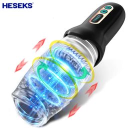 Sex Toy Massager Heseks Automatic Rotating Vibrator for Male Real Oral Penis Massage Telescopic Toy for Men