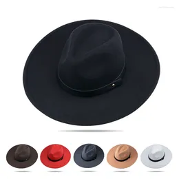 Berets Wide Brim Imitation Wool Felt Hat High Quality Jazz Fedora British Black Top Panama Gentleman