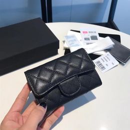 5AAAAA Original Top Quality Luxury Leather Card Holder Coin Purse Ladies Fashion Caviar Leather Bag Making265D