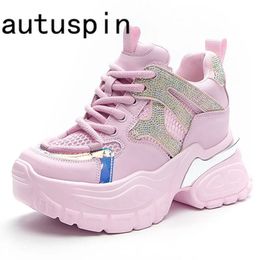 Height Increasing Shoes Autuspin 9cm Hidden Heel Women Sneakers Summer Fashion Breathable Mesh Genuine Leather Ladies Shoes Increasing Height Sneaker 231204