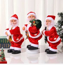 Christmas Decorations Christmas Electric Musical Hip Dancing Play Guitar Santa Claus Doll Ornament with Music Party Christmas Decoration Gift for KidsL231117