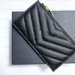 5A quality Genuine leather purses Luxury designer card holders Wallets men Original single Coin holder zipper Women Key Wallet han258q
