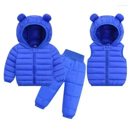 Clothing Sets Winter Kids Warm Faux Down Jackets Vest Pants 3pcs Children Baby Girls Snowsuit Coats Boys Overcoat