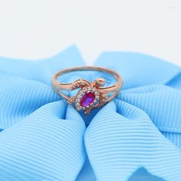 Cluster Rings Classic 585 Purple Gold Plated 14K Rose Inlaid Ruby For Women Fresh And Exquisite Wedding Jewellery Gift