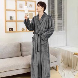 Pajamas Men's Autumn/Winter Coral Velvet 2023 New Thickened and Extended Nightgown Winter Warm Bathrobe Women's Bathrobe