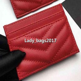 7A Luxury Designer Card Holder Wallet Short Case Purse Quality Pouch Quilted Genuine Leather Y Womens Men Purses Mens Key Ring Cre307T