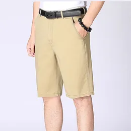 Men's Shorts Casual 2023 Summer Straight Elastic Business Fashion Thin Short Pants Male Brand Khaki Beige Black Navy