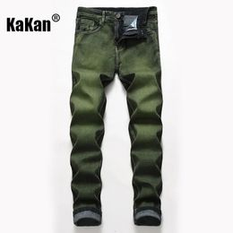 Mens Jeans Kakan European and American Elastic for Men High Street Washed Old Green Black Long K366671 231202