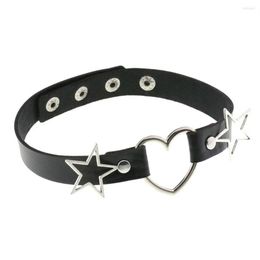 Choker Punk PU Leather Heart Star Collares Women Vnitage Statement Necklaces Gothic Jewellery Bijoux Femme272M