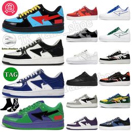 2024 TOP OG Skateboard A Bathing Ape Bapestar Outdoor Designer Grey Black Patent Leather White Blue Shark Black platform Trainers star shoes Sneaker Casual Size 36-47