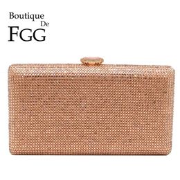 Boutique De FGG Champagne Crystal Clutch Evening Bags Women Minaudiere Bag Wedding Cocktail Dinner Ladies Handbags and Purses Y201221m