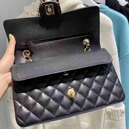 Top Digner Caviar 100% Genuine Leather Ladi Handbags Ladi Cowhide Handbags Wallets Ladi Msenger Bags Qui Stitched Flap209v