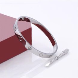 Titanium Bangle Bracelet For Lover Fashion Wedding Bangles Rose Gold Thanksgiving Day Bracelets 4 CZ with bag size 15-22218v