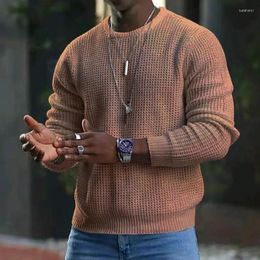 Men's Sweaters Men Knitted Round Neck Pullover Long Sleeve Waffle Solid Color Autumn And Winter Thin Section Inside Sweater Jacket