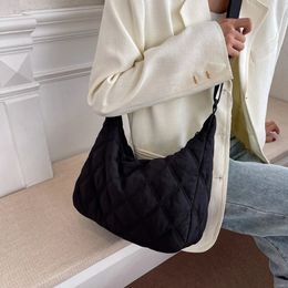 Evening Bags Women Nylon Shoulder Bag Space Cotton Handbag Woman Casual Tote Down Diagonal Bags Feather Padded Ladies Quilted Shopper Bag 231204