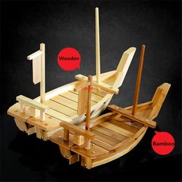 Sushi Tools Japanese Cuisine Boats seafood Tool Wooden Shop Model Wood Handmade Simple ship Sashimi Assorted Cold Dishes Tableware Bar 231204