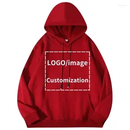 Men's Hoodies Solid Colour Casual Custom Men Women Customization Logo Print Sweatshirts Streetwear For Teenager Long Sleeve Cap Tops