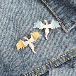 Pins Brooches Cute Pterosaur Enamel Pin For Women Girl Fashion Jewelry Accessories Metal Vintage Pins Badge Wholesale Gift Drop Deli Dh5Yo